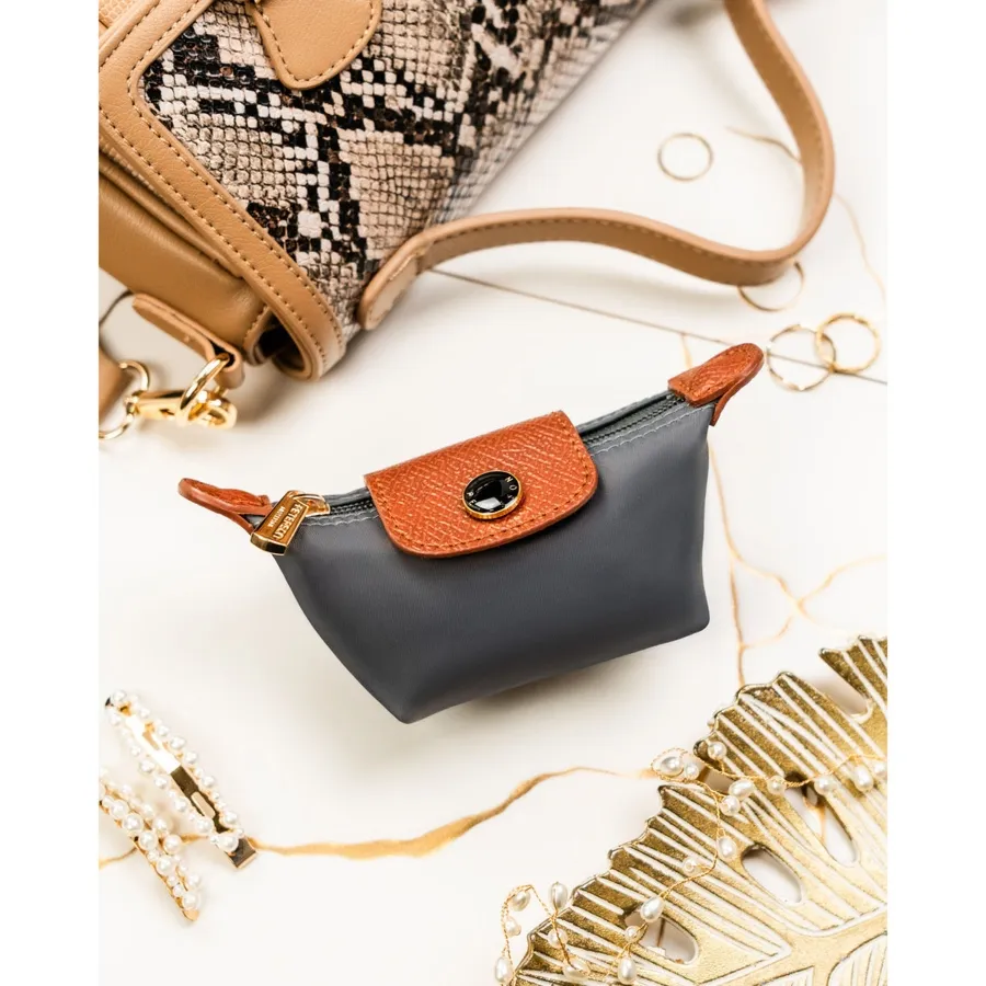 Ciemnoszare etui na klucze wykonane z poliestru i skóry ekologicznej - Peterson