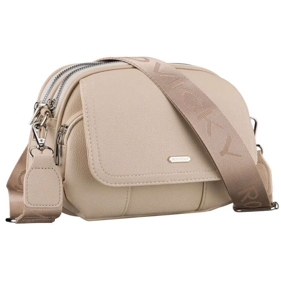 Listonoszka damska ze skóry ekologicznej w beżowym kolorze - Rovicky