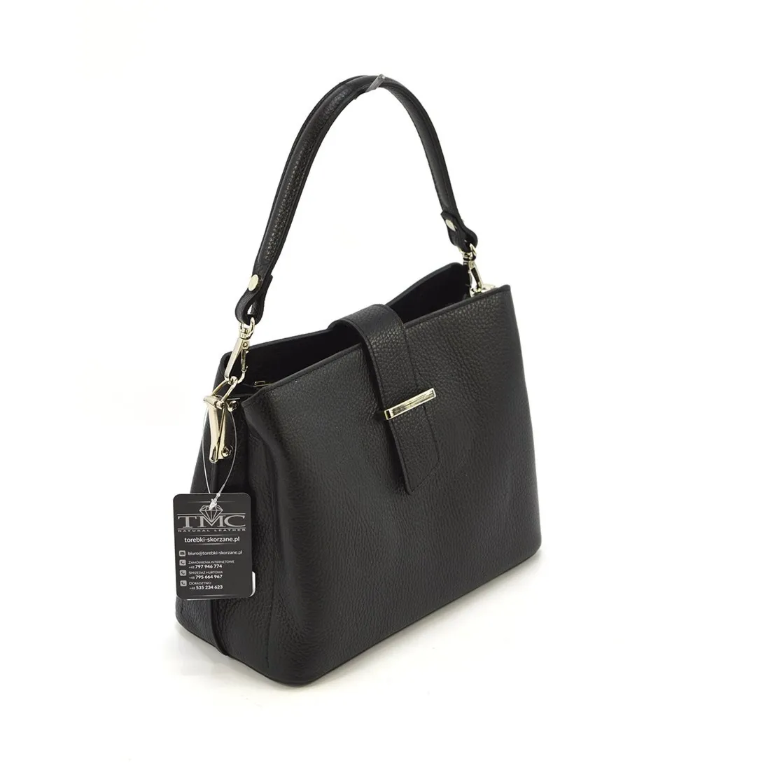 Skórzana damska listonoszka na ramię trzykomorowa