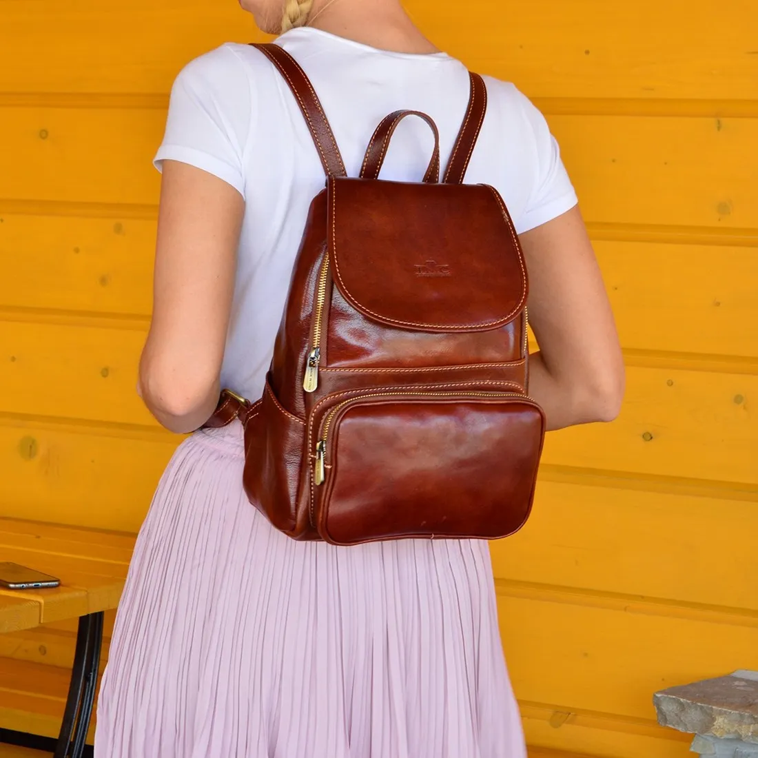 Stylowy duży skórzany damski plecak klasy premium