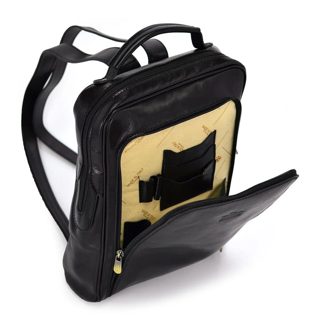 Duży Miejski pojemny plecak z prawdziwej skóry z kieszeniami Florence