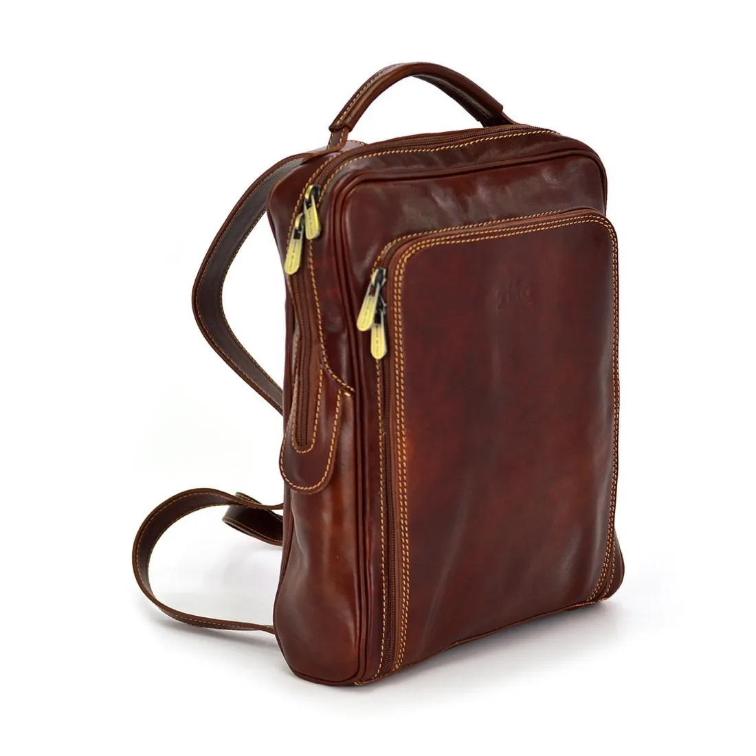 Duży Miejski pojemny plecak z prawdziwej skóry z kieszeniami Florence