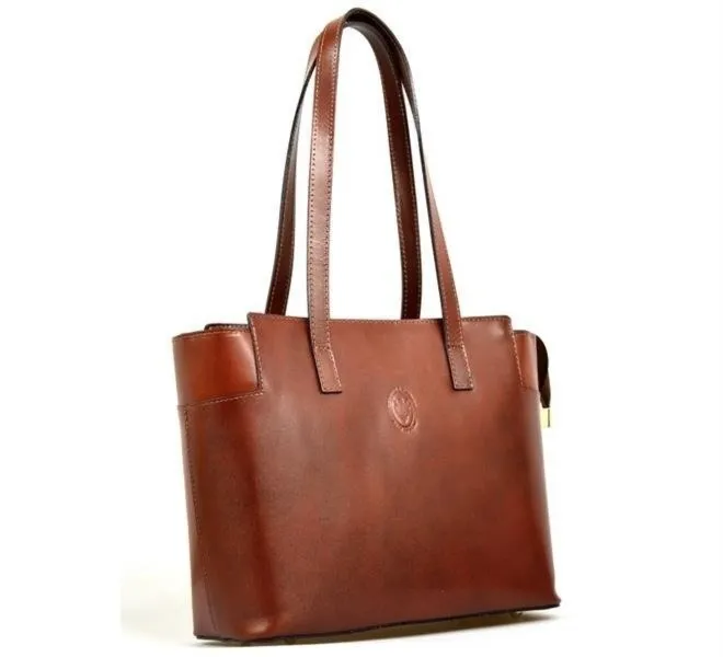 Skórzana duża stylowa damska shopperbag na ramię